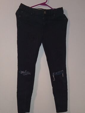 FP Free People Black Ripped Skinny Jeans